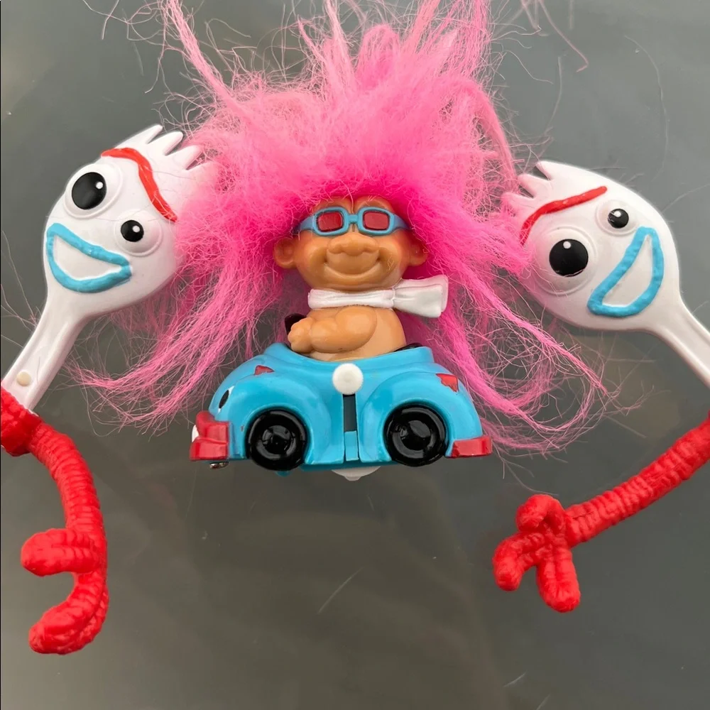 🍴Forky Figure Duo + Vintage 90s Russ Wind-Up Car Troll Toy Story 4 Bundle Set 3